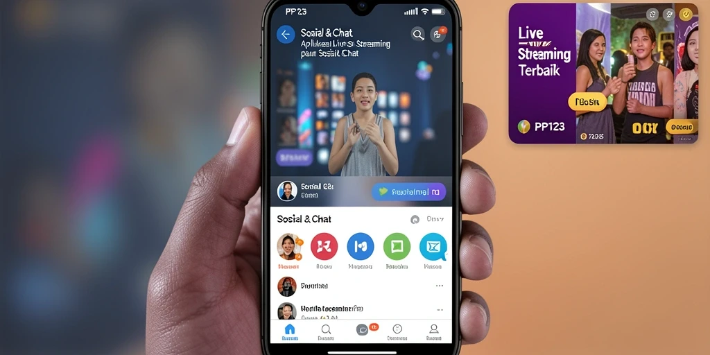 Screenshot utama PP123 menampilkan antarmuka Live Streaming yang interaktif.