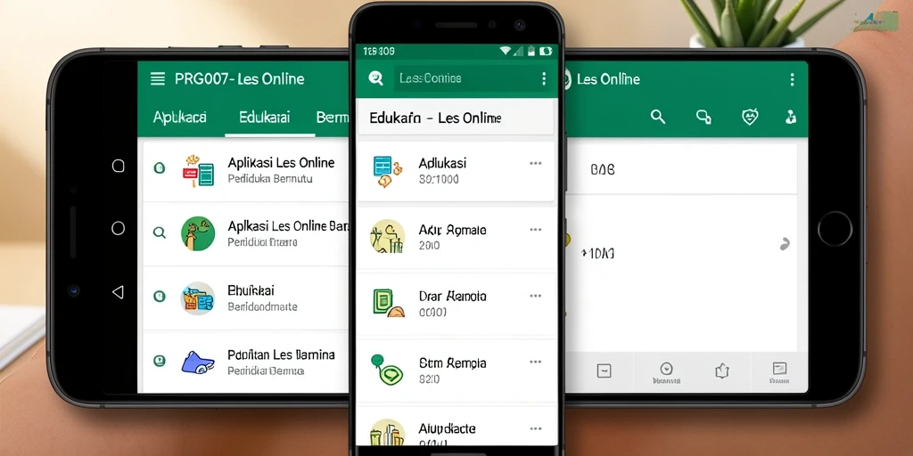 Antarmuka aplikasi PRG007 yang sederhana dan efisien untuk belajar Les Online.